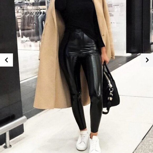 Zara Faux Vinyl Blogger Favorite Black Leggings Pants NWT Size Medium - Picture 5 of 16